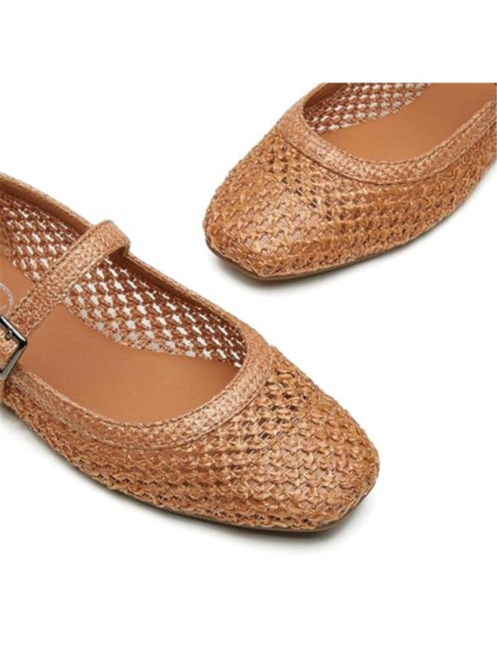 Trary Mary Jane Shoes Women Woven Flats for Women Dressy Ballet Flats Squared - Picture 3 of 7